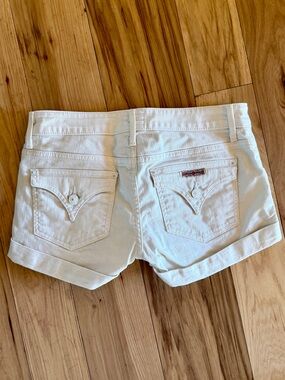 Hudson Jeans White Cuffed Denim Shorts